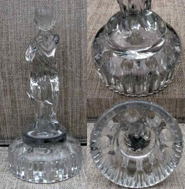 Cambridge # 518 Draped Lady Flower Holder w/ Ribbed Base
