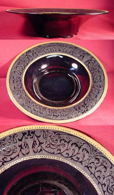 Central #2014 Bowl w/ Lotus #0889GB Etch