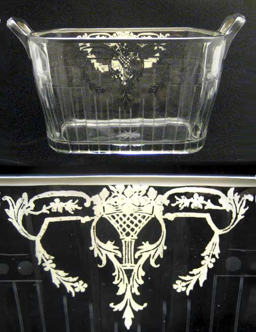 Central Rectangle Ice Tub with Unknown Silver Overlay