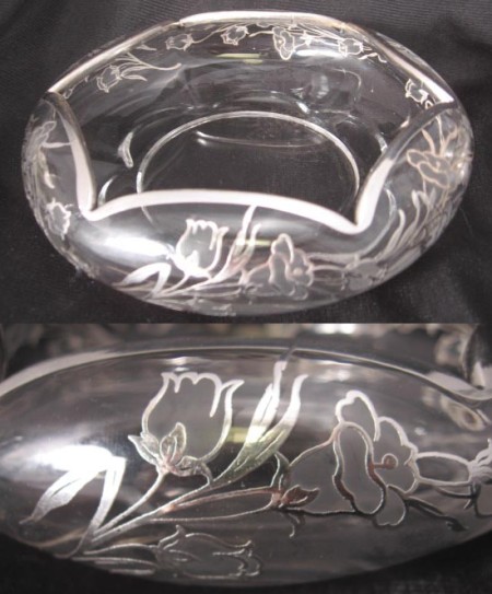 Duncan & Miller # 115 Canterbury Bowl w/ Silver Overlay