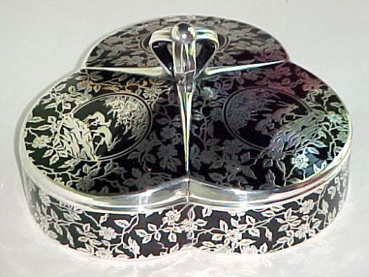 Duncan & Miller # 106 Three Compartment Candy Box w/ Rockwell Decoration