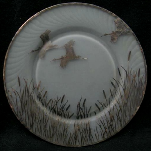 Duncan & Miller #  40 Spiral Flutes Plate w/ Silver Overlay