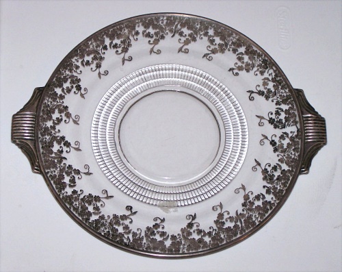 Duncan & Miller # 111 Terrace Handled Platter w/ Silver Overlay