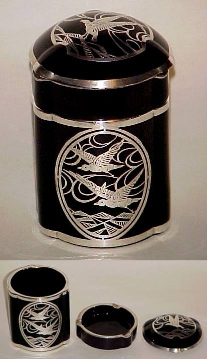 Duncan & Miller #  50 Hostess Cigarette Jar w/ Unknown Silver Overlay