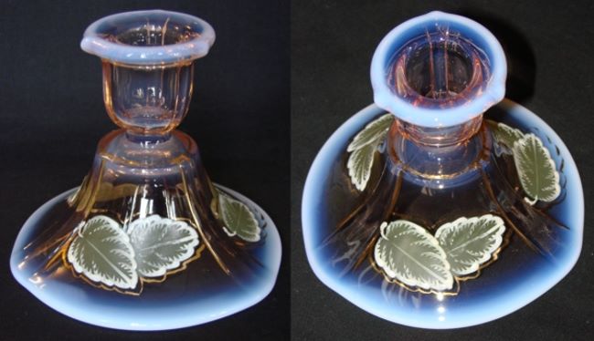 Duncan & Miller #  50 Venetian Candlesticks w/ Unknown Charleton Decoration