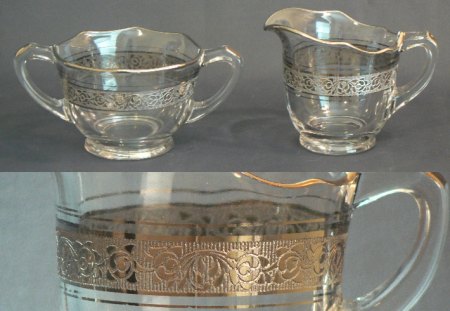 Duncan & Miller #  38 Cream & Sugar w/ Rambler Rose Etch