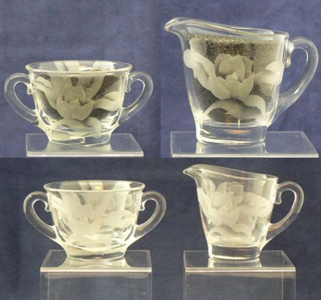 Duncan & Miller Cream & Sugar w/ Sand Etch