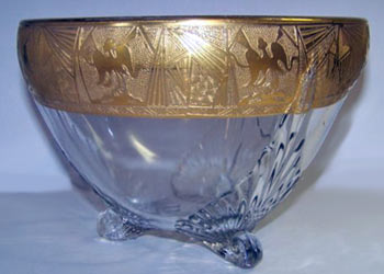 Duncan & Miller #  34 Three Leaf Bowl w/ Gold Encrusted Border