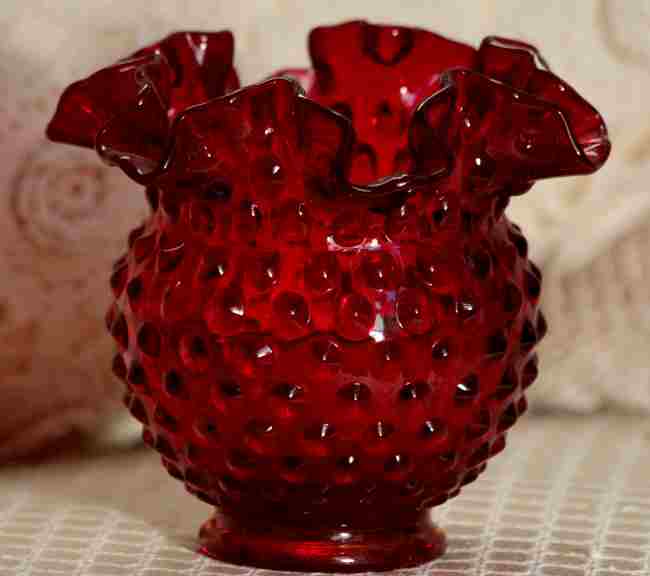 Fenton #3854 Hobnail Double Crimped Vase