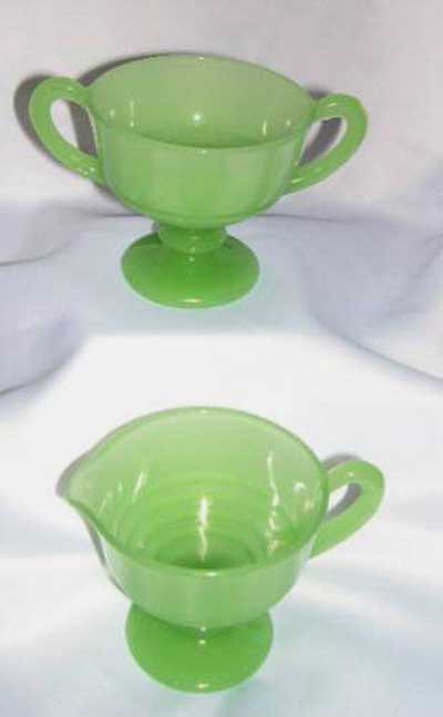 Fenton #   3 Jade Creamer & Sugar