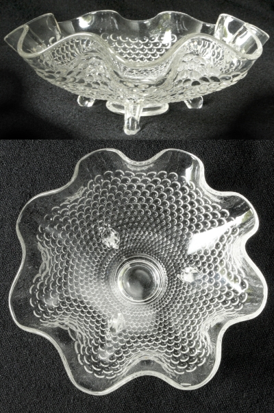 Fenton #1932 Hobnail Three-Toed Ruffled Bowl
