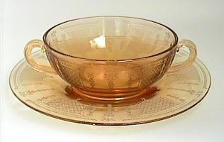 Fostoria #2350 Pioneer Cream Soup/Underplate  with #276 Beverly Etch