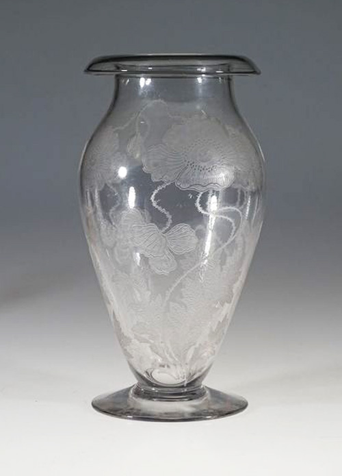 Fostoria #4095 Rolled Edge Vase w/ #269 Rogene Etch