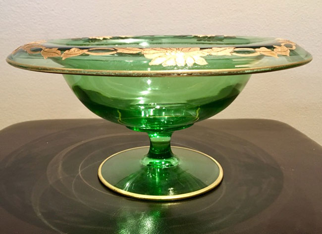Fostoria #2267 Footed Bowl w/ # 44 Rivera Decoration