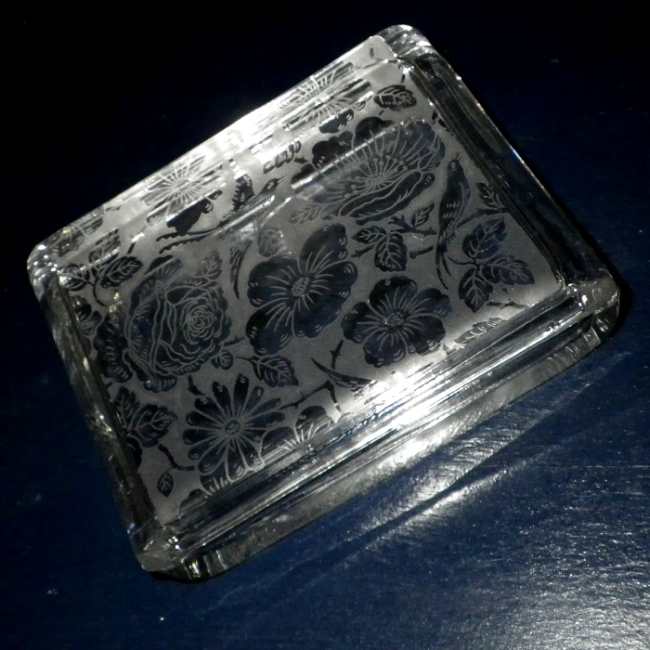 Fostoria #2618 Cigarette Box w/ Paradise Brocade Etch