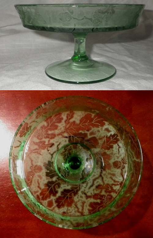 Fostoria #2368 Cheese Comport w/ Oak Leaf Brocade Etch