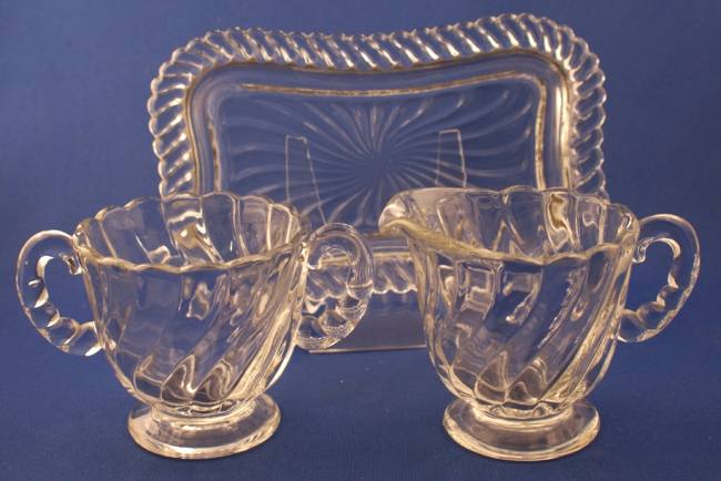 Fostoria #2412 Colony Individual Cream, Sugar & Tray