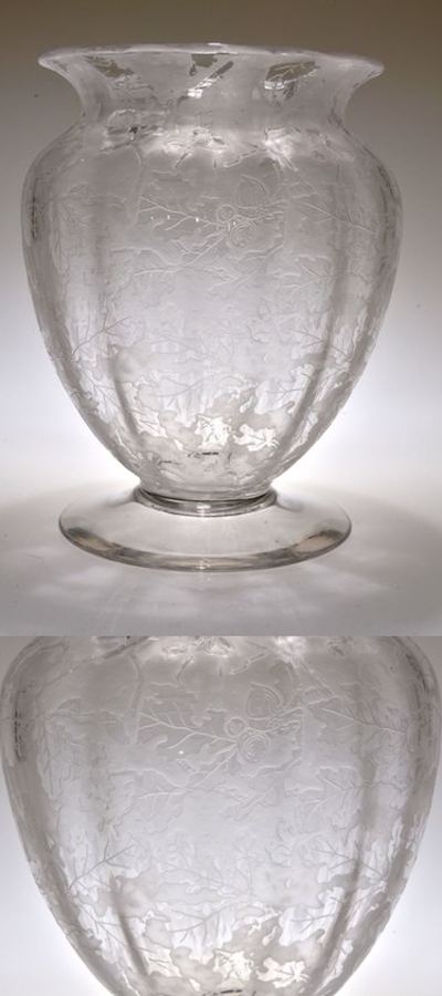 Fostoria #2369 Oak Leaf Vase w/ Oak Leaf Brocade