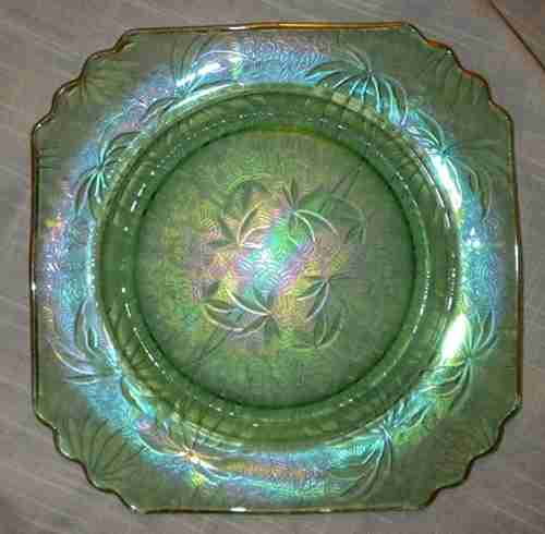 Fostoria #2419 Mayfair Square Luncheon Plate w/ Palm Leaf Brocade