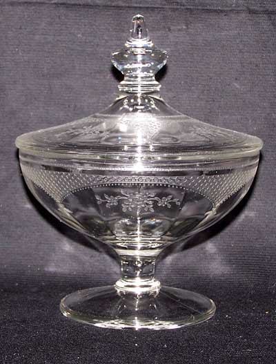 Fostoria #2250 One-Pound Candy Dish w/ #267 Virginia Etch