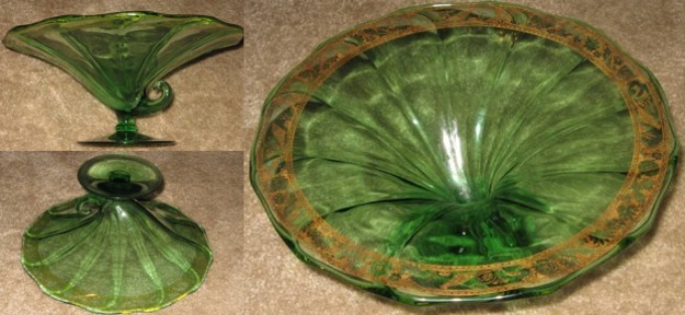 Fostoria #2398 Cornucopia Bowl w/ Wheeling D-53 Etch