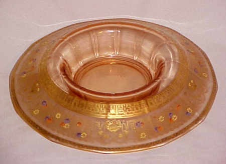 Fostoria #2375 Fairfax Console Bowl w/ Wheeling Decoration