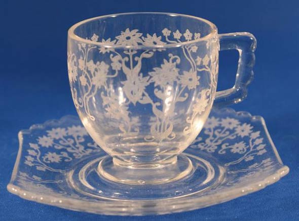 Fostoria #2419 Mayfair Cup and Saucer with #286 Manor Etch
