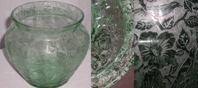 Fostoria #4105 Vase w/ Paradise Brocade Etch