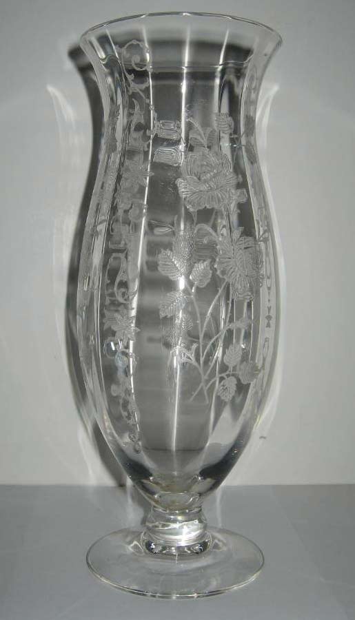 Fostoria #4112 Vase with #316 Midnight Rose Etch