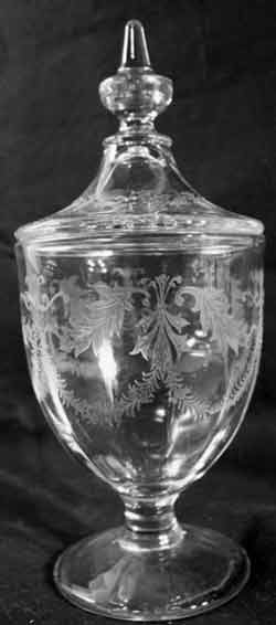Fostoria #2219 Candy Jar with Victory Etching