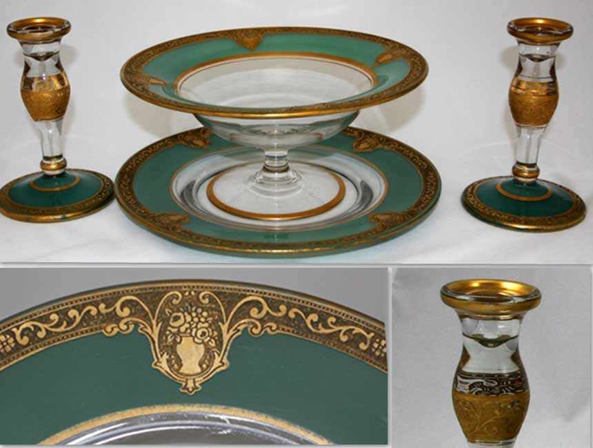 Fostoria Console Set with Decorations 25 and 37
