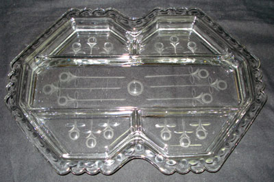 Fostoria #2419 Mayfair Relish with Unknown Cutting