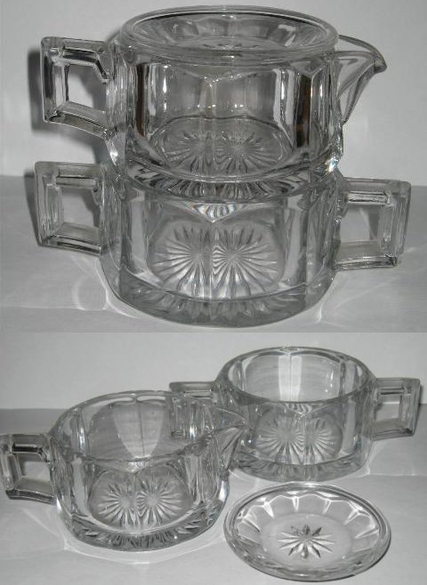 Heisey # 354 Flat Panel Stacked Cream & Sugar
