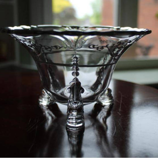 Heisey #1401 Empress Dolphin-Footed Mayonnaise w/ Unknown Silver Overlay