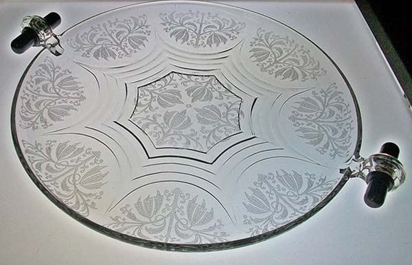 Heisey #1483 Stanhope Handled Sandwich Plate w/ Maytime Etch