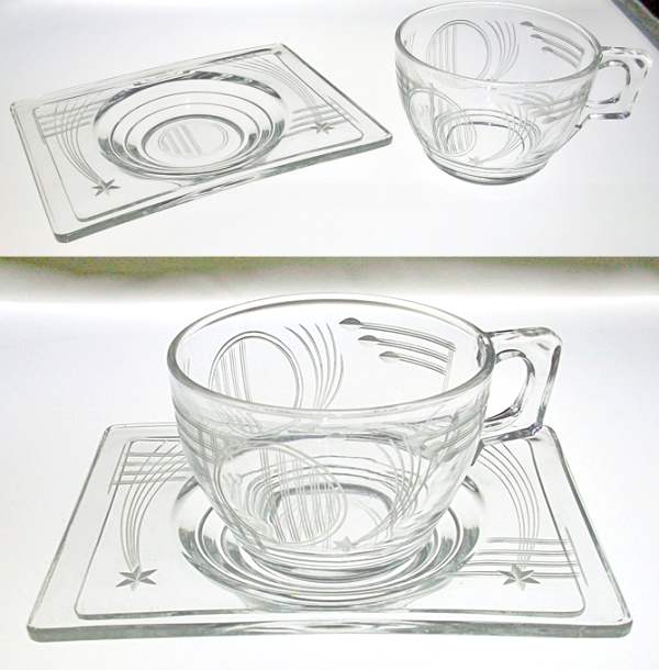Heisey #4044 New Era Cup & Saucer w/ Venus Cutting