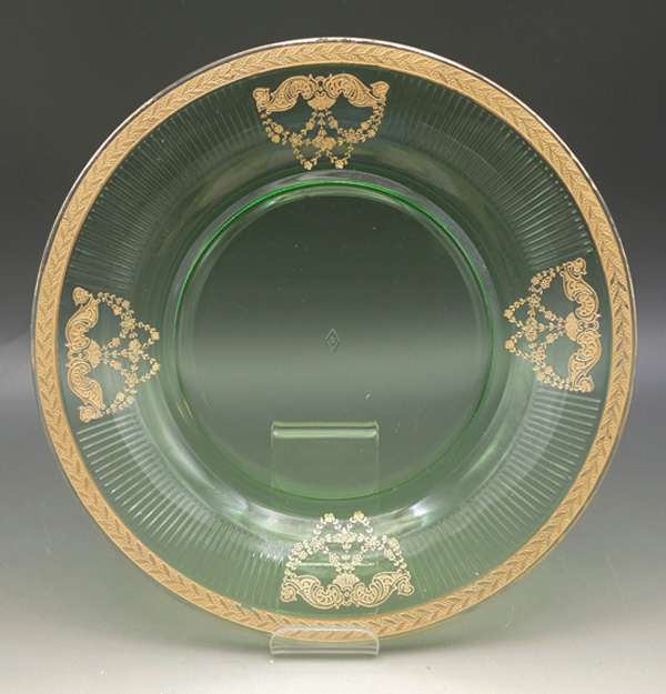 Heisey #1170 Pleat & Panel Plate w/ Unknown Gold Decoration