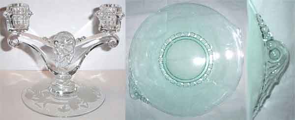 Heisey #1495 Fern Torte Plate and Candleholder