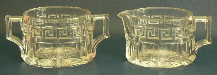 Heisey # 433 Greek Key Cream & Sugar