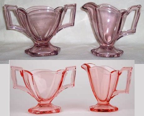 Heisey # 354 Wide Flat Panel Cream & Sugar