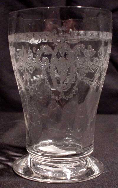 Heisey #3376 Footed Tumbler w/ # 168 Adam Etch
