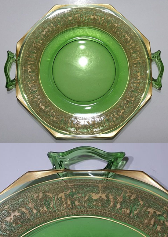 Heisey #1229 Octagon Plate w/ Unknown Etch