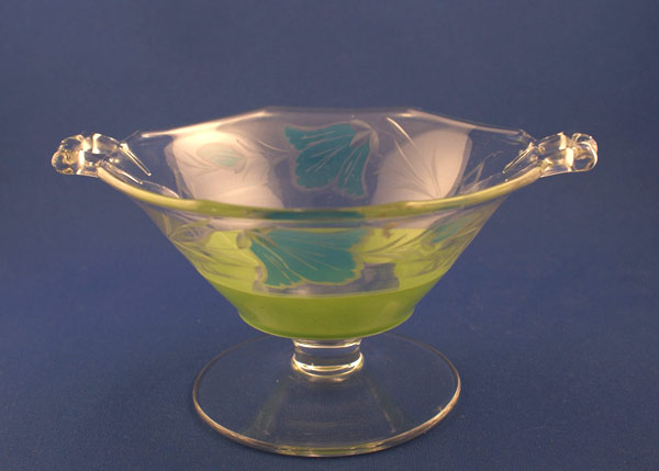 Heisey #1229 Octagon Mayonnaise with Unknown Enamel Decoration