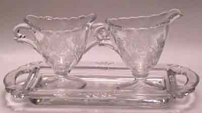 Heisey #1519 Waverly Cream and Sugar With Tray