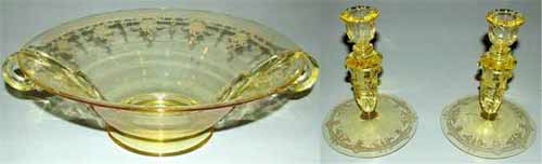 Heisey # 135  Empress Floral Bowl and Candlesticks