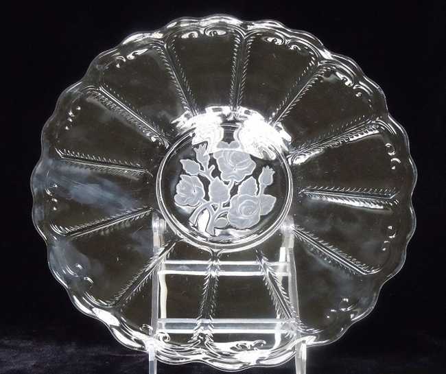 Imperial # 721 "Scroll Fluted" Cake Plate w/ Rose Intaglio Decoration