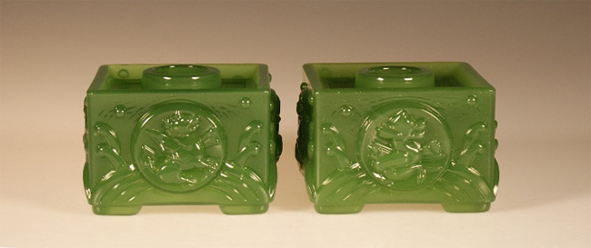 Imperial Cathay Jade Candlesticks