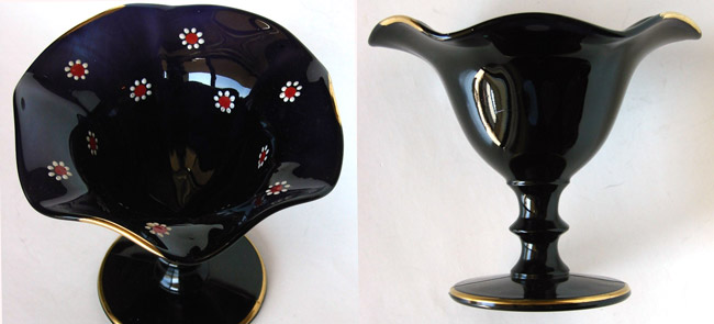 Imperial Compote w/ Enamel Cosmos Decoration & Gold Ttrim