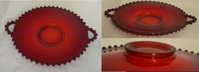 Imperial # 400/62D Ruby Red Candlewick Handled Plate