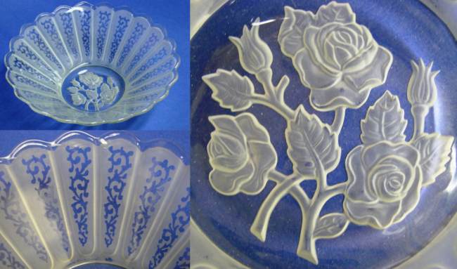 Imperial # 719 "Lindburgh" Bowl w/ Intaglio Roses Decoration